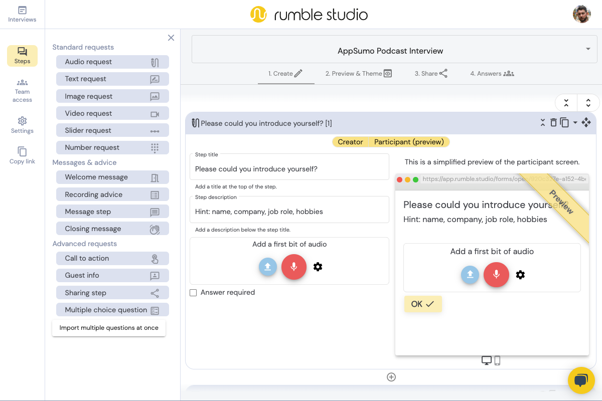 screenshot of Rumble Studio